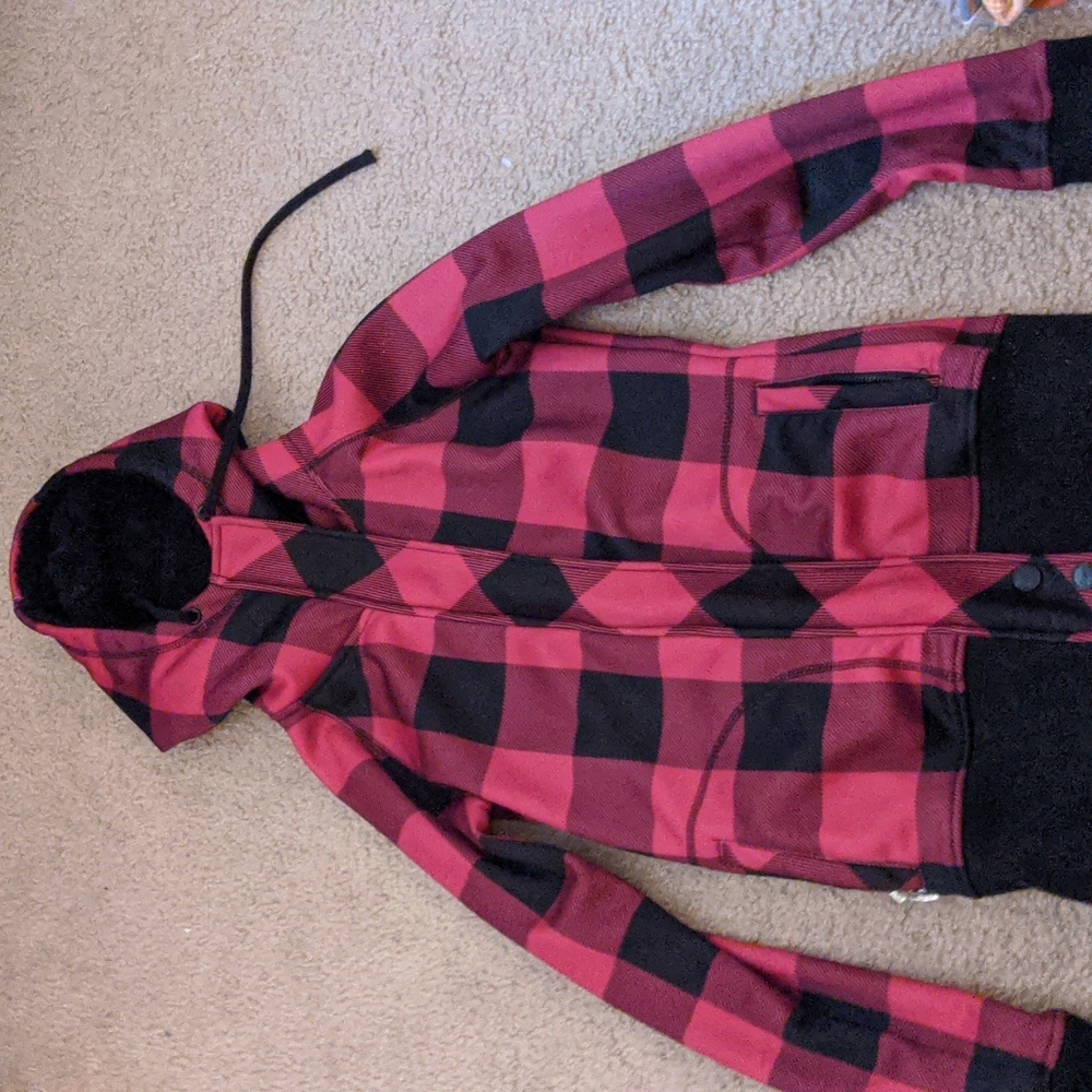 Pink and black coat. Size S